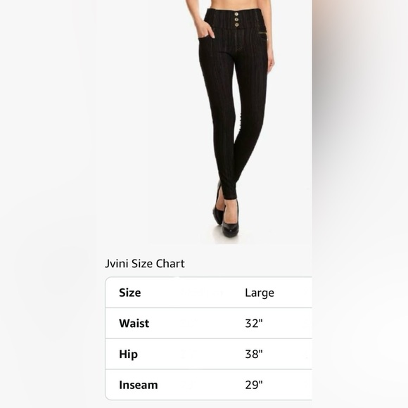 JVINI Women's High Waist Stretch Skinny Fleece Knit black Jeggings SIZE L  NWT - Picture 6 of 6